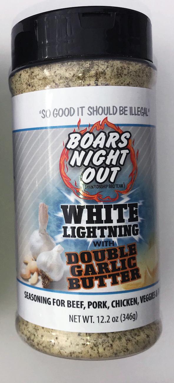 Boars Night Out White Lightening with Double Garlic Butter Seasoning