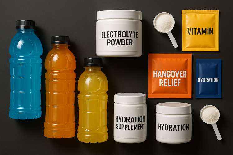 selection of hangover recovery products