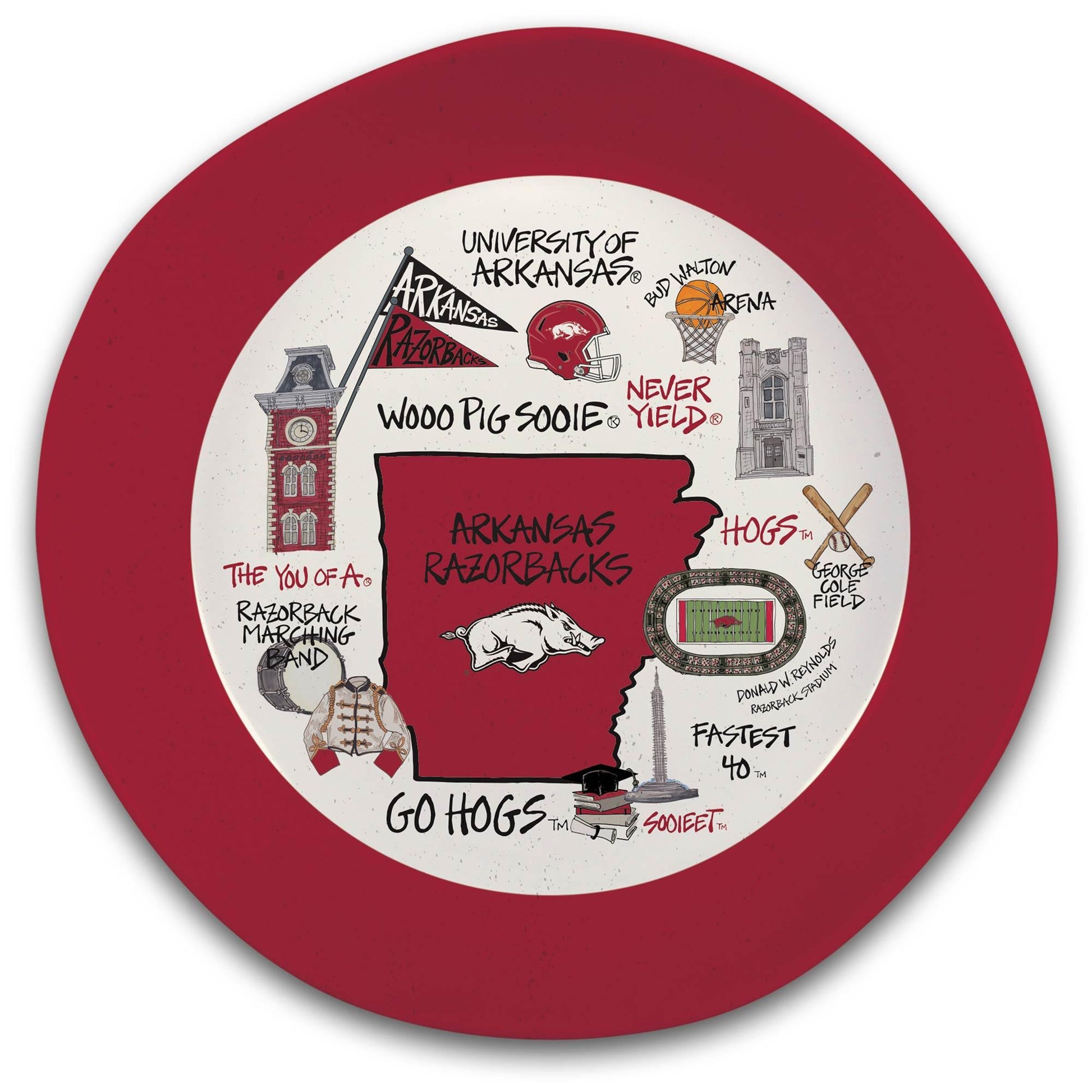 Arkansas Razorbacks Melamine Serving Bowl