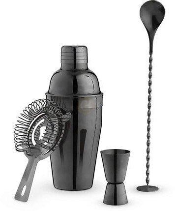 True Brands Gunmetal Black Barware Set
