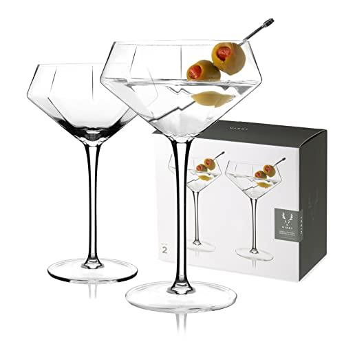 Viski Crystal Seneca Diamond Martini Glasses Set of 2