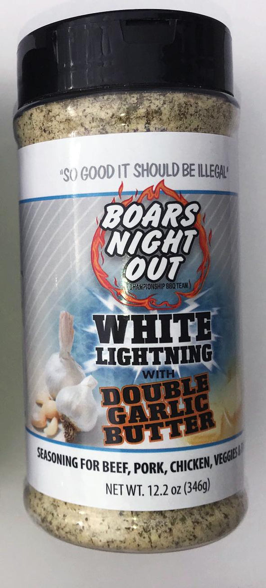 Boars Night Out White Lightening with Double Garlic Butter Seasoning