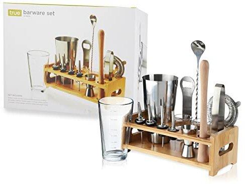 True Barware Set With Wooden Holder