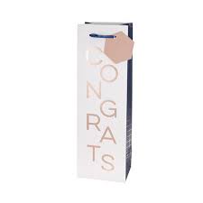 Rose Gold Pink Congrats Wine Gift Bag